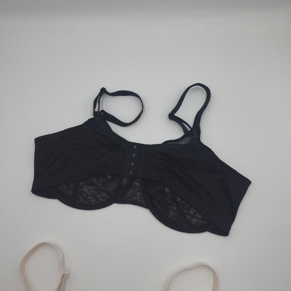 HSIA Bundle of Two Enchante Unlined Lace Underwire Bra Black Cream Size 40DD - Picture 5 of 10